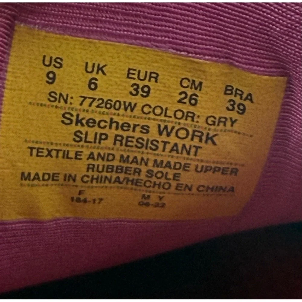 Skechers Work Slip Resistant Shoes Women Sz 9 Wide Grey Pink 77260W Relaxed Fit